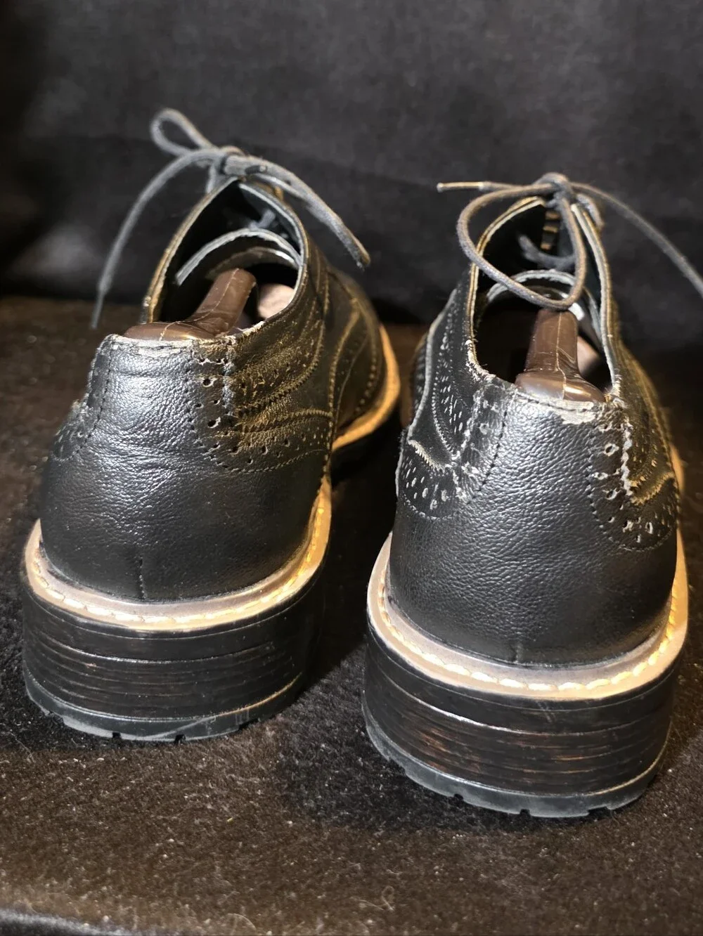 Perry Ellis Men's Black Wingtip Derby Shoes - Leather Brogue Oxford Size 9